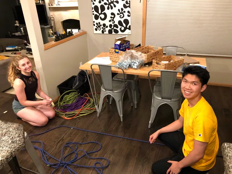 Jocelyn and Alexander making leashes